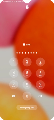 Key in the PUK and press OK.