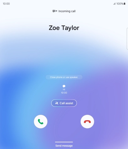 Press and drag the accept call icon right. Press and drag the accept call icon right.