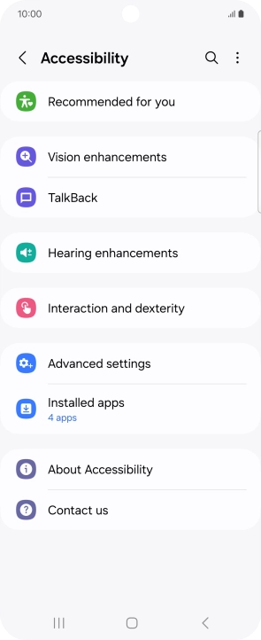 Press Vision enhancements and follow the instructions on the screen to select the required settings.
