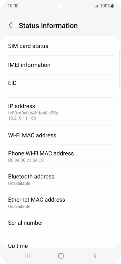 Your phone's EID number is displayed below EID.