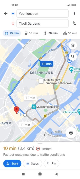 Press the required mode of transportation.