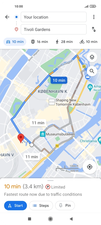 Press the required mode of transportation.