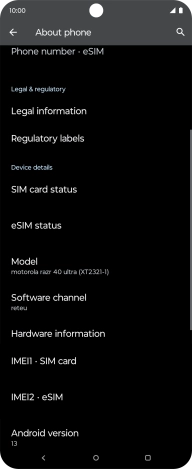 Your phone's software version is displayed below Android version.