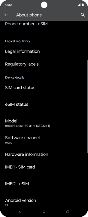 Your phone's software version is displayed below Android version.