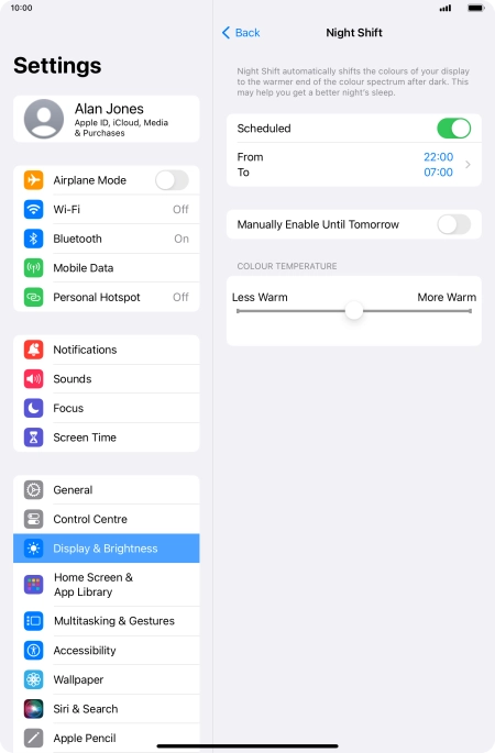 Press the indicator next to 