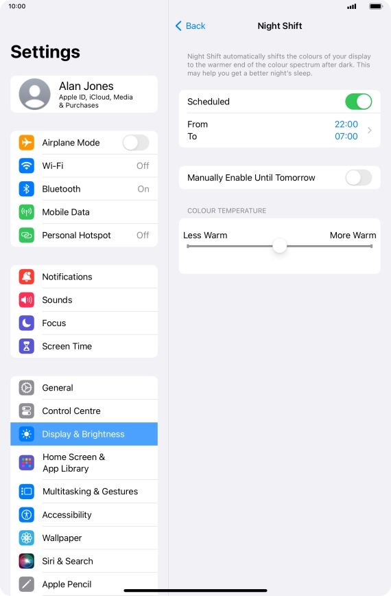 Press the indicator next to 