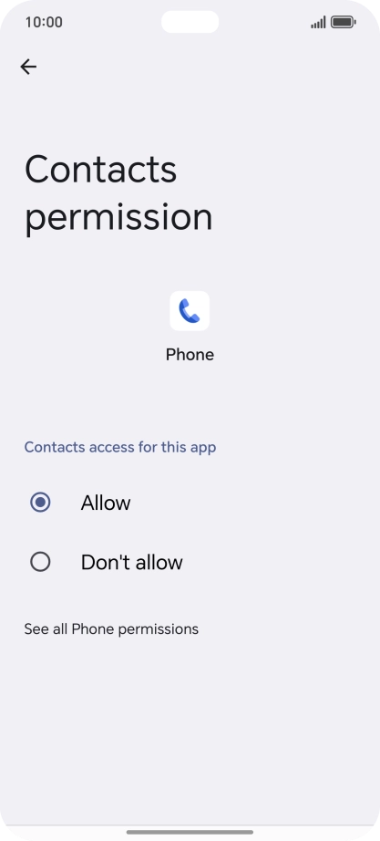 Press the required setting.