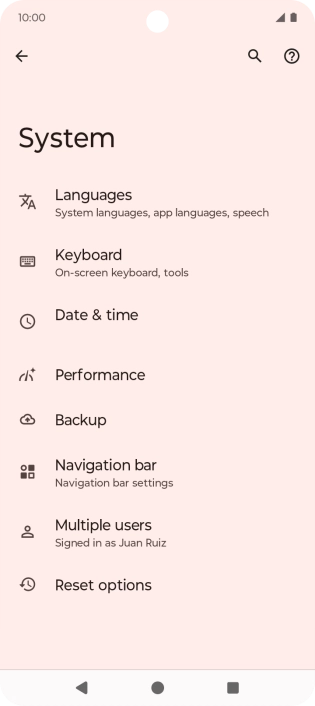 Press Reset options.