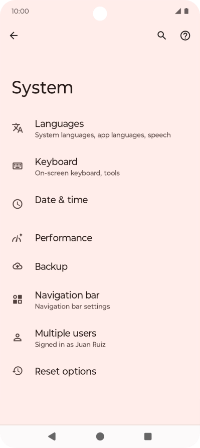 Press Reset options.