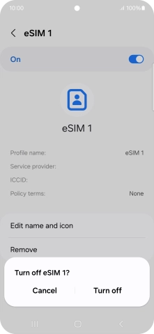 If you turn off use of the price plan, press Turn off.