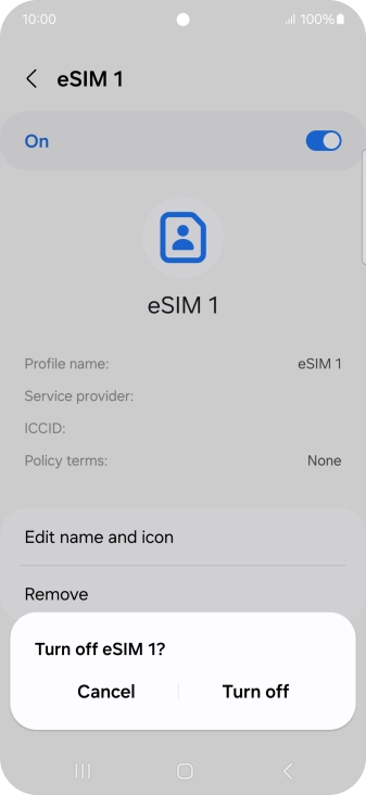 If you turn off use of the price plan, press Turn off.