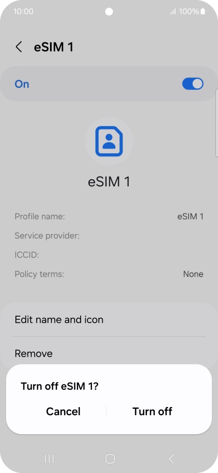 If you turn off use of the price plan, press Turn off.