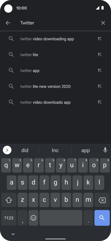 Key in Twitter and press the search icon.