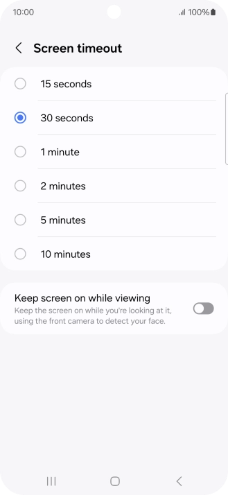 Press the required setting.