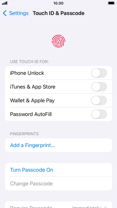 Press Turn Passcode On and key in a phone lock code of your own choice twice.