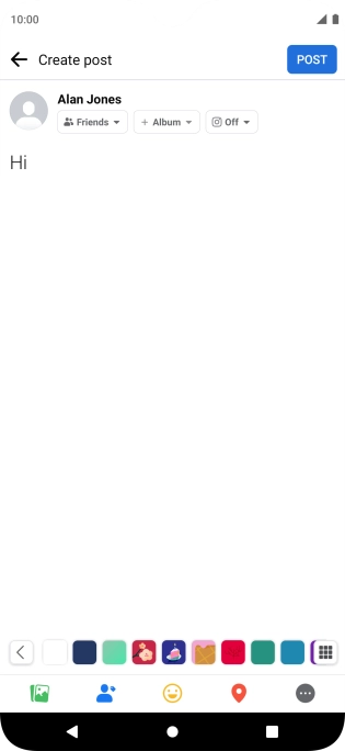 Write the required text and press POST.