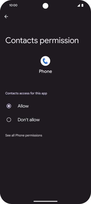 Press the required setting.