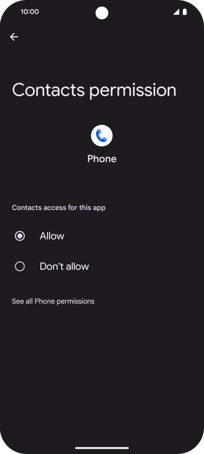 Press the required setting.