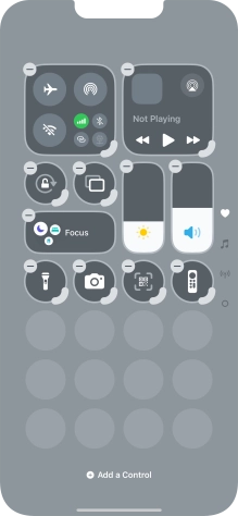 Press Add a control and follow the instructions on the screen to add the required function to Control Centre.