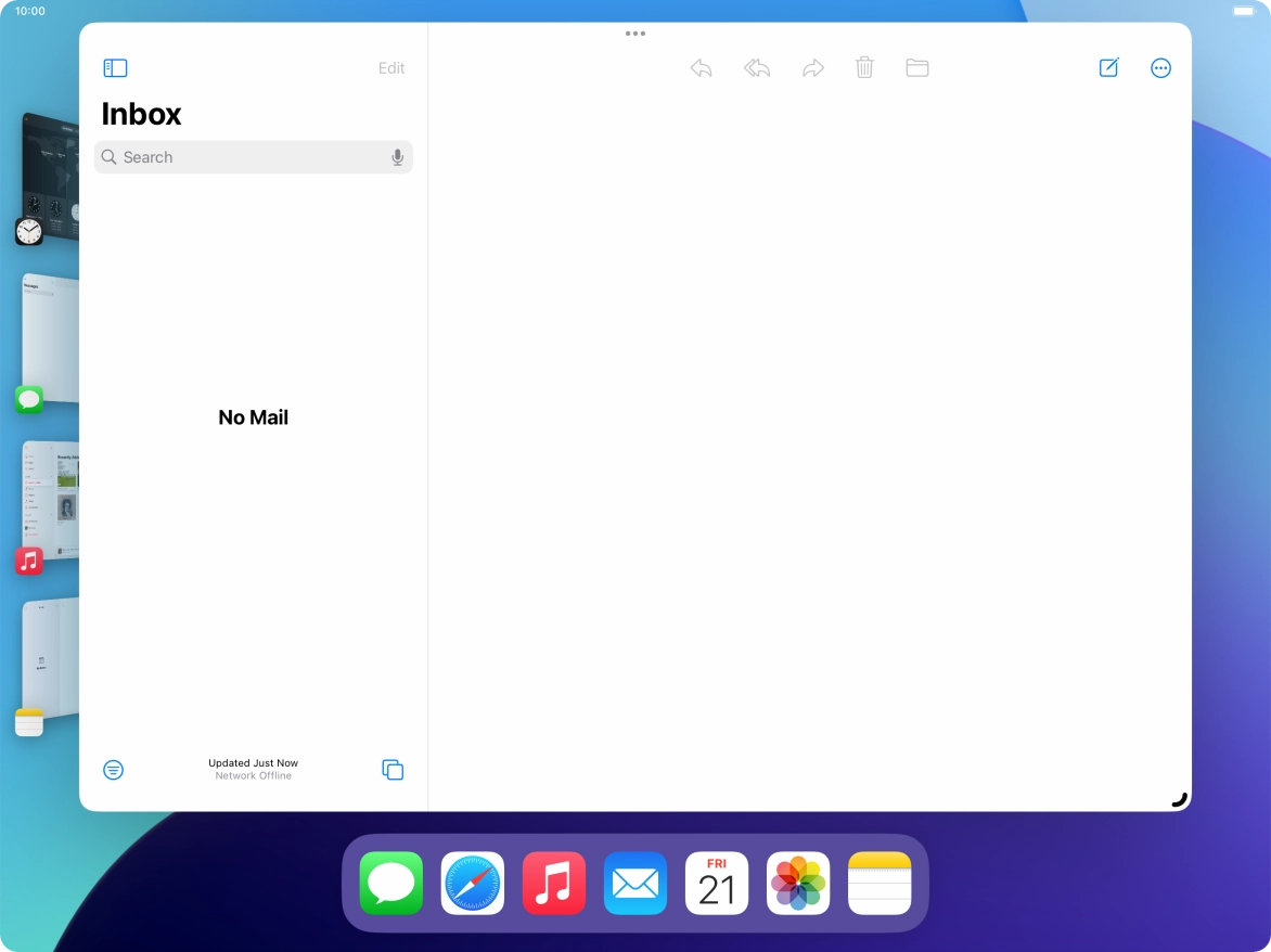 To open a non-visible running application, press the menu icon.
