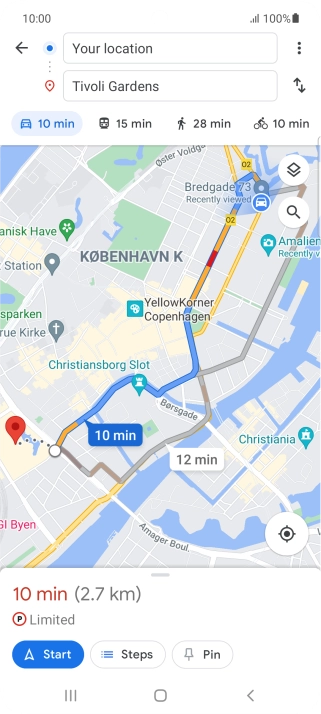 Press the required mode of transportation.