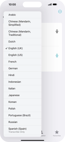 Press the required source language.