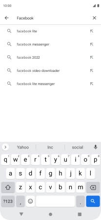 Key in Facebook and press the search icon.