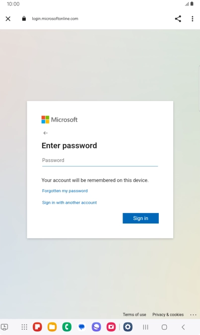Press Password and key in the password for your email account.