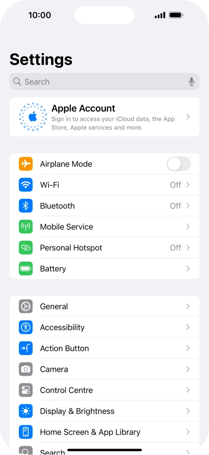 Press Apple Account.