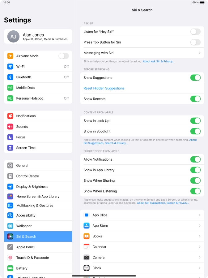 Press the indicator next to 