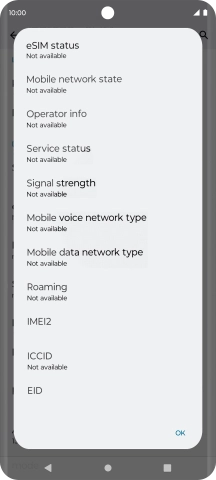 Your phone's EID number is displayed below EID.
