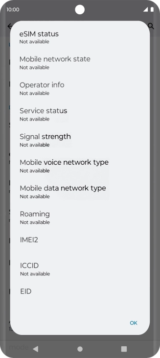 Your phone's EID number is displayed below EID.