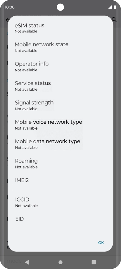 Your phone's EID number is displayed below EID.