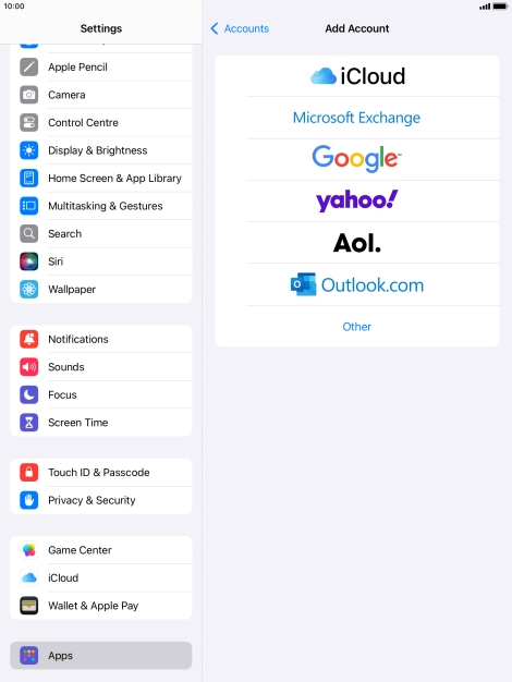 Press Microsoft Exchange.