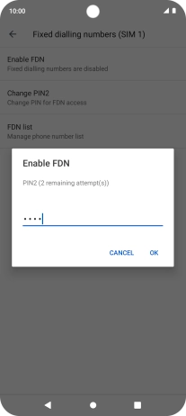 Key in your PIN2 and press OK. The default PIN2 is 1111.