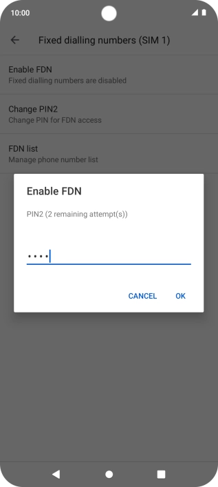 Key in your PIN2 and press OK. The default PIN2 is 1111.
