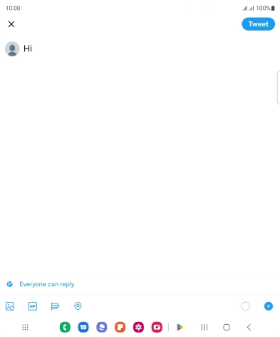 Write the required text and press Tweet.