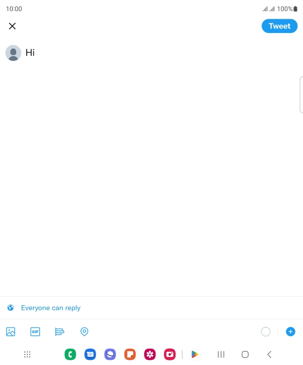 Write the required text and press Tweet.