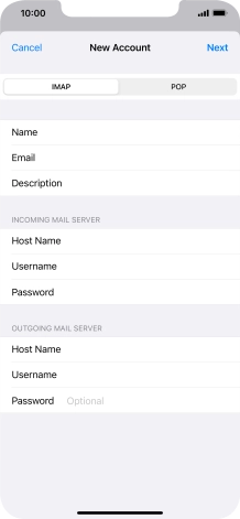Press Password and key in the password for your email account.