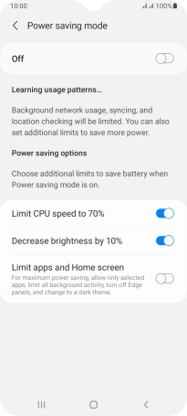 Press the indicators next to the required settings.