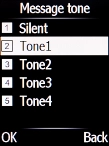 Highlight the different message tones to hear them.