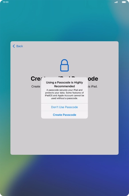 If you turn off the function, press Don't Use Passcode.