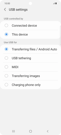 Press Transferring files / Android Auto.