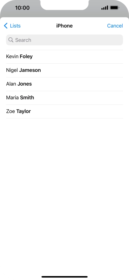 Press the required contact.