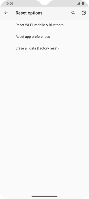 Press Erase all data (factory reset).