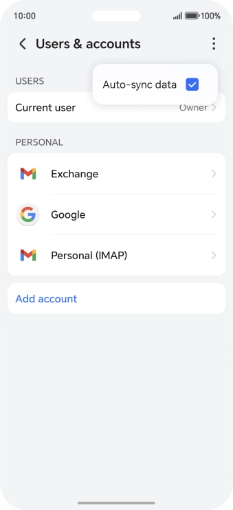 Press Auto-sync data to turn the function on or off.