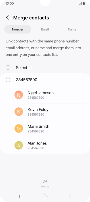 Press the field next to the required number.