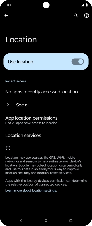 Press App location permissions.