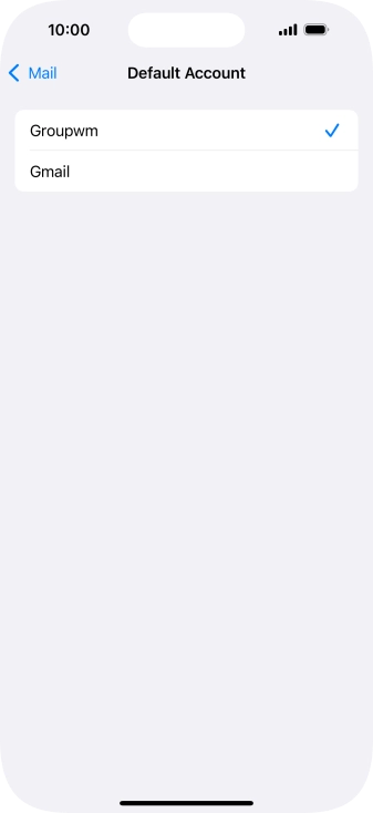 Press the required email account to select the email account as your default account.