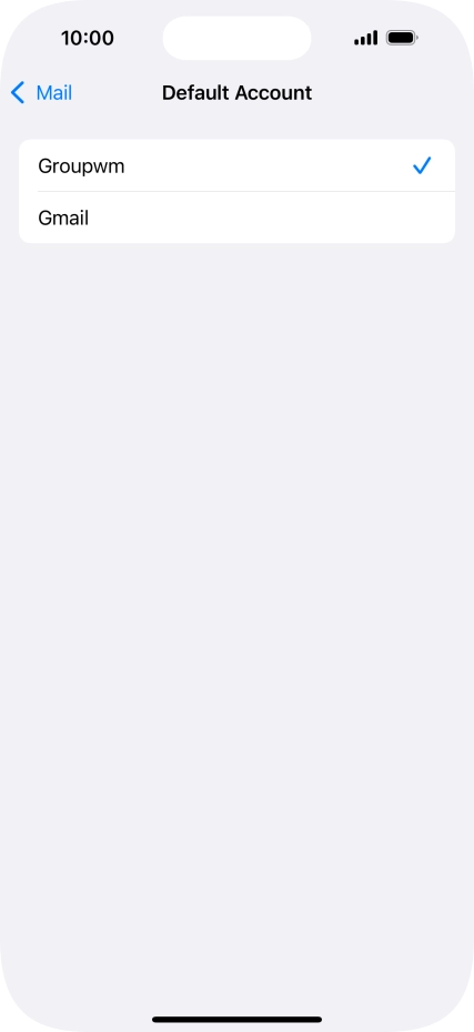 Press the required email account to select the email account as your default account.